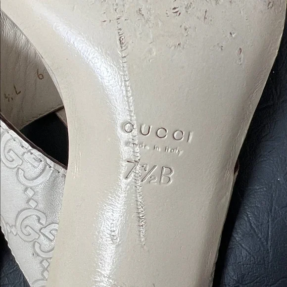 Gucci Beige Embossed Mules - Picture 2 of 2